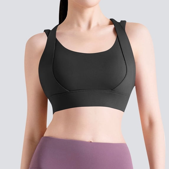 Xdegoge High Impact Sports Bras for Women Wide Straps Wirefree Medium Support Workout Crop Top Moisture-Wicking Padded Athletic Activewear for Running Yoga Gym