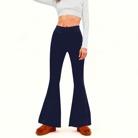 Xdegoge High Waisted Flared Leggings for Women Wide Leg Trousers with Elastic Waist Yoga, Workout, Fashion Pants