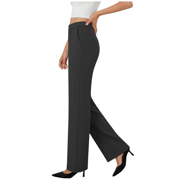 Xdegoge High Waisted Trousers for Women Dressy Casual Wide Leg Tailored Fit Ankle Length Office Work Wedding Guest Party Formal Pants