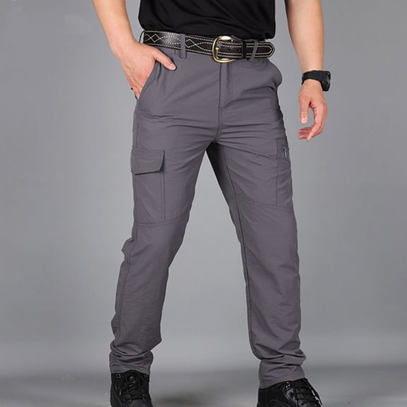 Xdegoge Hiking Cargo Pants for Men Slim Fit Trousers with Zipper Pockets Quick Dry Lightweight Activewear Bottoms Outdoor Work Safari