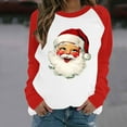 thumbnail image 1 of Xdegoge Holiday Sweatshirts for Women 2025 Raglan Crew Neck Long Sleeve Tops Xmas Santa Claus Graphic Shirts Funny Glitter Christmas Shirts for Women Sparkle Tops for Women, Red 3XL, 1 of 3