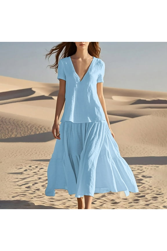 House Dresses for Older Women V Neck Spring Casual Dress Loose Plus Size Dresses A Line Wedding Dress Boho Wedding Dress Teal Wedding Guest Dress Rodeo Outfit Vestidos Rojos Elegantes