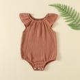 thumbnail image 1 of Xdegoge Infant Baby Girls Romper Muslin Cotton Flutter Sleeve Jumpsuit Newborn Toddler Breathable Summer Clothes Lightweight One Piece Bodysuit, 1 of 8