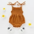 thumbnail image 1 of Xdegoge Infant Toddler Baby Girls Summer Sleeveless Romper Smocked Jumpsuit Boho Tie Strap Ruffle Muslin Bodysuit Lightweight Sunsuit for Beach Vacation Playwear, 1 of 9