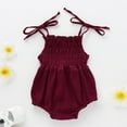 thumbnail image 1 of Xdegoge Infant Toddler Baby Girls Summer Sleeveless Romper Smocked Jumpsuit Boho Tie Strap Ruffle Muslin Bodysuit Lightweight Sunsuit for Beach Vacation Playwear, 1 of 8