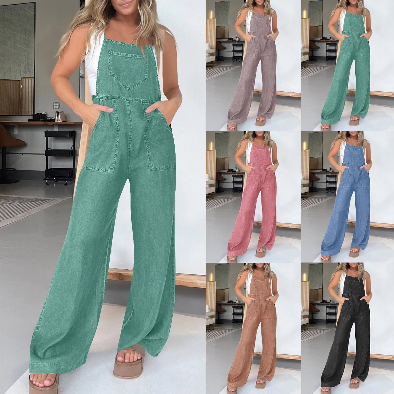 Loose Mopping Denim Overalls Trousers Women Denim Jumper Pant for Women