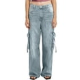 thumbnail image 1 of Xdegoge Jeans for Women Wide Leg Full Length Pants Baggy Casual Cargo Pant Vintage Washed Bottoms Streetwear with Multi Pockets and Straps, 1 of 4