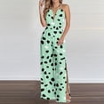 thumbnail image 1 of Xdegoge Jumpsuits for Women Casual V Neck Sleeveless Jumpsuit Fashion Halter Backless Outfits Elegant Boho Floral Print Beach High Split Summer Clothing, 1 of 6