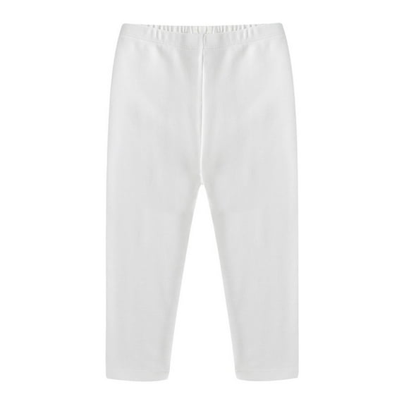 Xdegoge Kids 3/4 Length Capri Pants Cotton Elastic Waist Stretchy Trousers for Boys Girls, Casual Playwear and Daily
