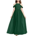 thumbnail image 1 of Xdegoge Kids Apparel Clearance Dresses for Girls Size 14 2025 off Shoulder Bridesmaid Dresses Long Chiffon Flower Girl Dress formal Dress Teen Girls Wedding A-Line Chiffon Party Dresses, 1 of 5