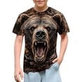 thumbnail image 1 of Xdegoge Kids Boys 3D Bear Graphic T-Shirts Roaring Grizzly Animal Print Short Sleeve Novelty Crewneck Tees Summer Casual Tops, Size 5-6, 1 of 8