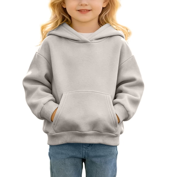 Xdegoge Kids Boys Basic Solid Pullover Hoodie Long Sleeve Casual Sweatshirt with Kangaroo Pocket Fall Winter Activewear Tops, Size 6