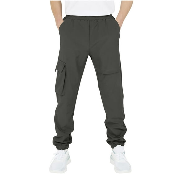 Xdegoge Kids Boys Cargo Jogger Pants Elastic Waist Multi Pocket Sweatpants with Drawstring, Casual Outdoor Wear
