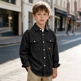 thumbnail image 1 of Xdegoge Kids Boys Corduroy Button Down Shirts Long Sleeve Casual Shacket Jackets with Chest Pockets Fall Winter Outerwear Tops, Size 6, 1 of 7