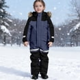 thumbnail image 1 of Xdegoge Kids Boys and Girls One Piece Snowsuit Fleece Lined Thicken Warm Insulated Waterproof Jumpsuits with Furry Hood Color Block Winter Warm Teen Snow Suit 100, 1 of 9