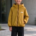 thumbnail image 1 of Xdegoge Kids Boys Hooded Puffer Jacket Lightweight Zip Up Winter Warm Coat Soft Warm Cold Weather Padded Outerwear Yellow Size 14-15, 1 of 9