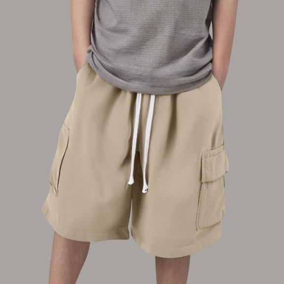 Xdegoge Kids Cargo Shorts Boys Wide Leg Drawstring Elastic Waist Short Pants Toddler Loose Fit Summer Shorts Outdoor Beach Activities with Large Pockets
