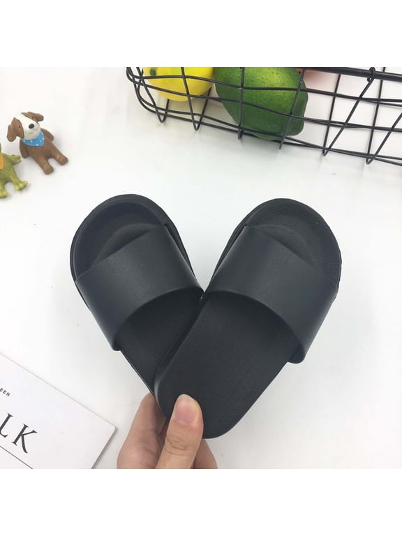 Kids Classic Slide Sandals Boys Girls Unisex Slip On Slippers Thick Soft Sole EVA Shower Shoes Anti-Slip Lightweight for Bathroom Pool Beach House Casual Wear