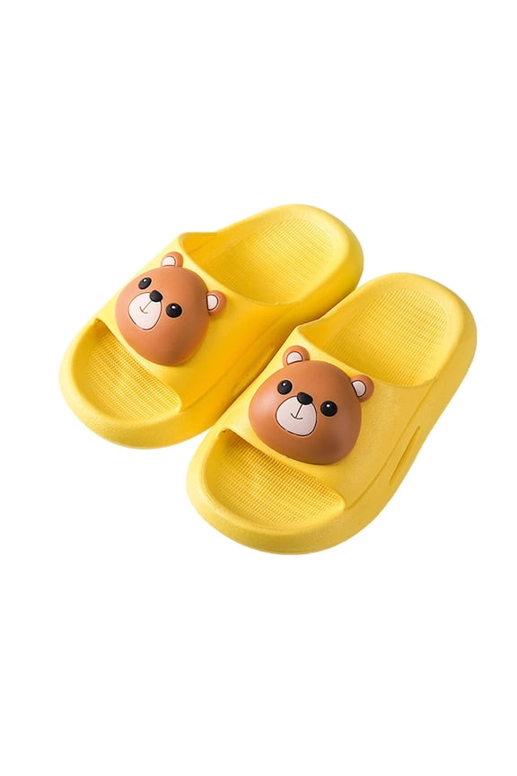 Kids Cute Bear Slides Slippers Boys Girls Non-Slip Thick Sole Toddler Shower Shoes Open Toe EVA Bathroom Sandals Quick Dry Summer Beach Pool Indoor Outdoor