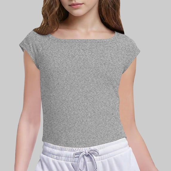 Xdegoge Kids Girls Fashion Cap Sleeve Crop Top Soft Stretchy Fit Ideal for Daily Activities Playdates and Light Outings Suitable for Toddler Baby Kids Tween Teen 5-15Y