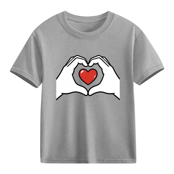 Xdegoge Kids Girls Hands Forming Heart T-Shirt, Sweet Love Gesture Design for Toddlers and Teens, Ideal for Valentine’s Gift 3-10Y