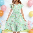 thumbnail image 1 of Xdegoge Kids Girls's Easter Egg Dress Midi Tiered A Line Crewneck Ruffle Cap Sleeve Tween Summer Sundress Flowy Flattering Lightweight Casual Holiday Theme Party Outfit for Teen, 1 of 7