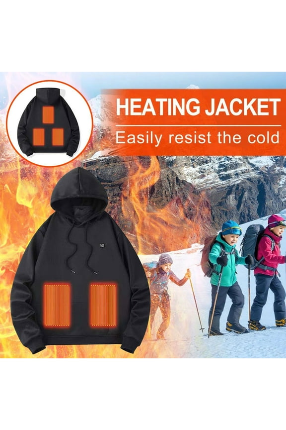 Kids Heated Hoodie Boys Girls Electric Heated Jackets Teens Lightweight Warming Rechargeable Pullover Hooded Sweatshirt Toddler Washable Heating Thermal Winter Clothing Outerwear (No Battery)