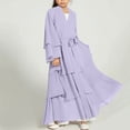 thumbnail image 1 of Xdegoge Kids Prayer Dress Muslim Clothes for Girls V Neck Long Sleeve Abaya with Hijab Two Piece Ramadan Kaftan Abaya Set Flowy Chiffon Islamic Modest Wear Size 5-14, 1 of 8