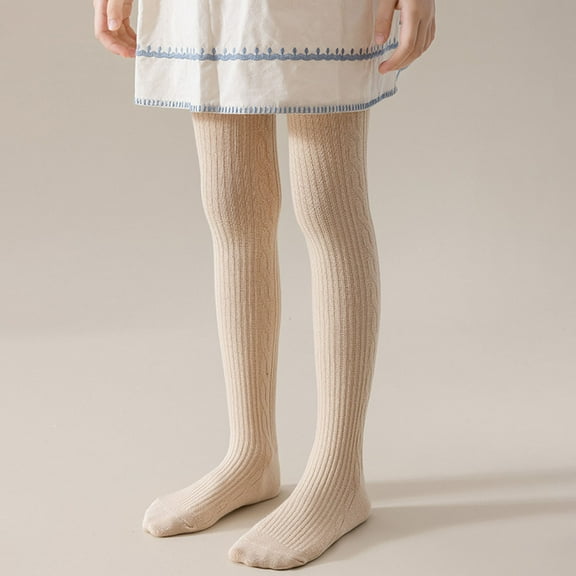 Xdegoge Kids Ribbed Knee High Socks for Girls Toddler Warm Winter Thigh High Tights