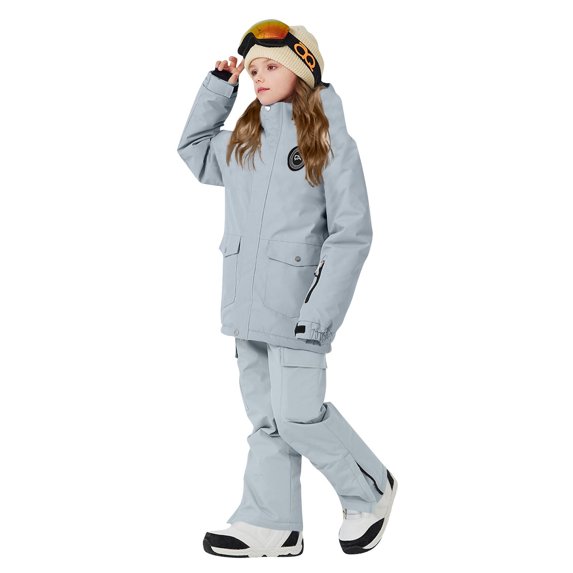 Xdegoge Kids Snow Suit Boys Girls 2 Piece Set Winter Thick Windproof Waterproof Insulated Hooded Jacket High Waisted Ski Pants Outdoor Snowborading Snowsuit Outfits 9 Years
