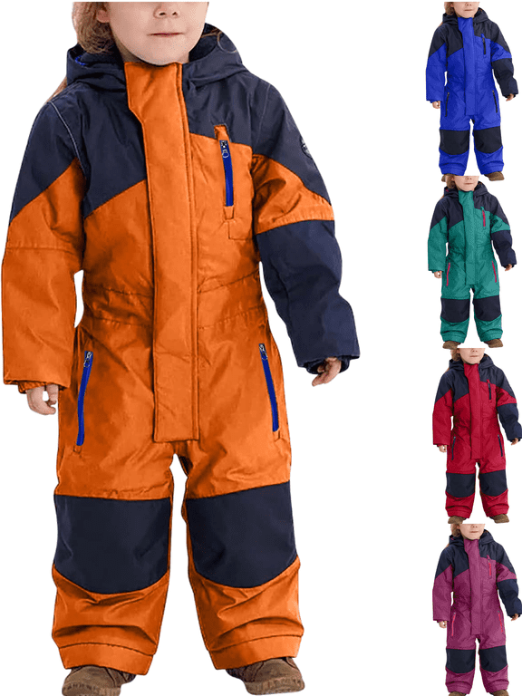 Kids' Snowsuit Boys' and Girls' Waterproof Jumpsuit Windproof Thermal Snow Suit for Kids Winter Ski Suit Coveralls Toddler Snow Suit One Piece Snowsuit Winter Outdoor jumpsuit (1T-15)