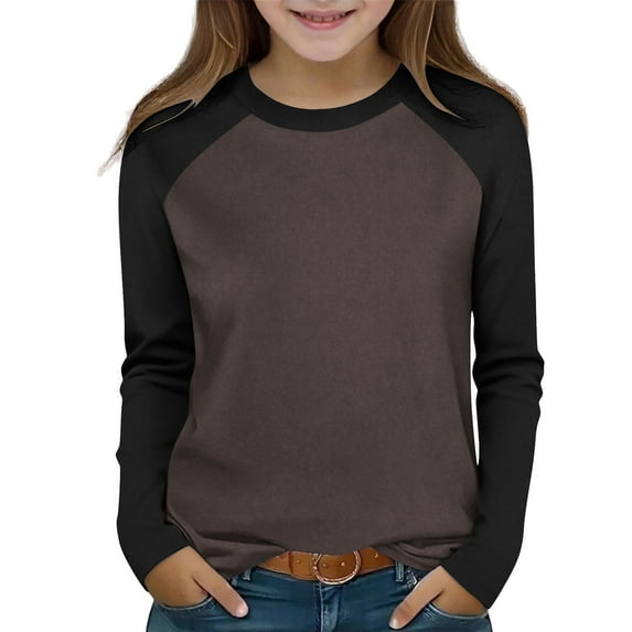 Xdegoge Kids Sweatshirts Long Sleeve Raglan Crew Neck Color Block Tops for Teen Girls Casual Loose Soft Workout Pullover Shirts Kids Fall Winter Fashion Outfits 2-15 Years