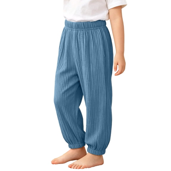 Xdegoge Kids Toddler Boys Girls Harem Pants Breathable Casual Elastic Waist Textured Baggy Boho Bottoms Lounge Summer Beach Vacation Playwear Trousers