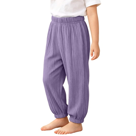 Xdegoge Kids Toddler Boys Girls Harem Pants Breathable Casual Elastic Waist Textured Baggy Boho Bottoms Lounge Summer Beach Vacation Playwear Trousers