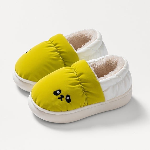 Xdegoge Kids Toddler Winter House Slippers for Boys Girls Warm Fleece Lined Indoor Shoes Cute Cartoon Monster Puffer Slippers Anti-Slip Slip On Bedroom Footwear