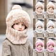 thumbnail image 1 of Xdegoge Kids Winter Hat for Boys Girls 3 in 1 Beanie Hat with Scarf and Mask Fuzzy Plush Cold Weather Thermal Windproof Balaclava Pompom Outdoor Sport Ski Mask Caps, 1 of 4
