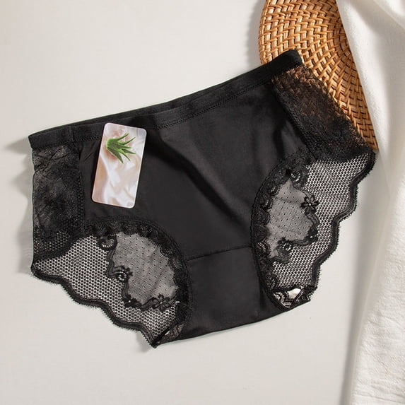 Xdegoge Lace Panties for Women Cheeky Underwear Mid Rise Briefs with Sheer Floral Side Panels Elegant Breathable Stretch Lingerie Soft Comfortable Intimates