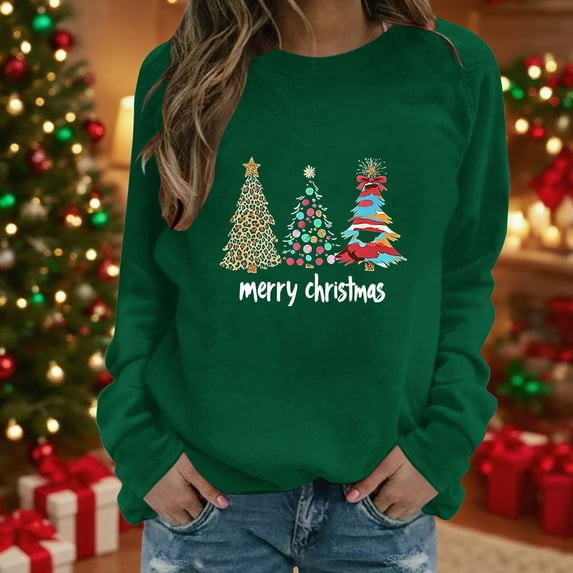 Xdegoge Ladies Christmas Hoodie Vintage Funny Hooded Sweatshirt Xmas Tree Long Sleeve Shirt Trendy Winter Shirts Casual Vacation Tops 2025