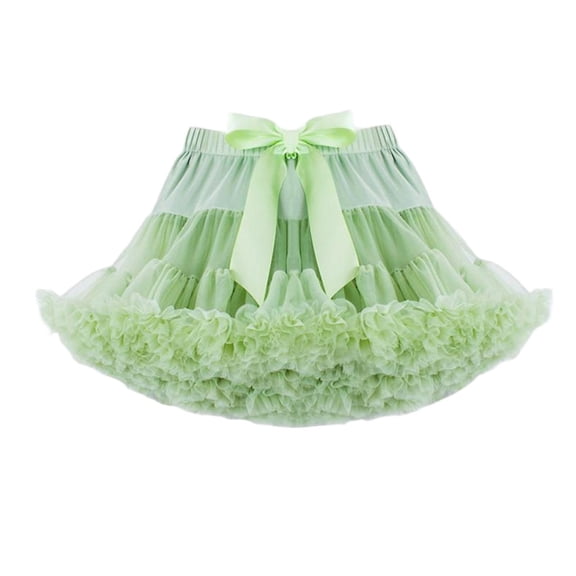 Xdegoge Layered Tutu Skirt for Girls, Elastic Waist with Front Bow Detail, Cute A-Line Skirts for Dance and Celebration Events
