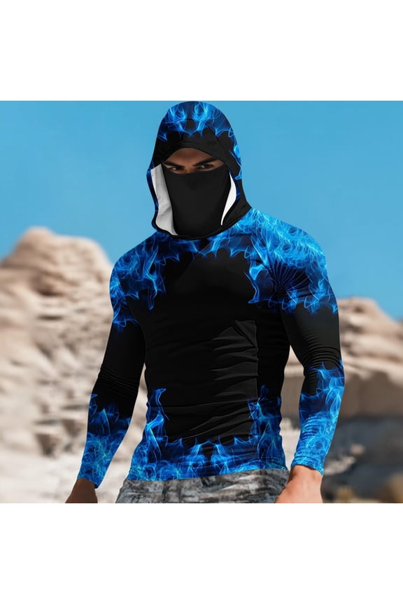 Lightweight Hoodie Men Vibrant Cosmic Galaxy Printed Top Plus Size Breathable Cool Silk Long Sleeve Hoodies Summer Workout Casual Shirts