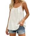 thumbnail image 1 of Xdegoge Linen Camisole Tank Tops for Women Scoop Neck Sleeveless Casual Beach Vacation Boho Flowy Relaxed Fit Solid Ruched Pleated Soft Lightweight Summer Tops, 1 of 5