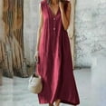 thumbnail image 1 of Xdegoge Linen Dresses for Women Loose Fit V Neck Sleeveless Tank Dress Button Down Fashion A Line Long Sundresses Flowy Maxi Sundress Returns and Refunds Save for Later, 1 of 6