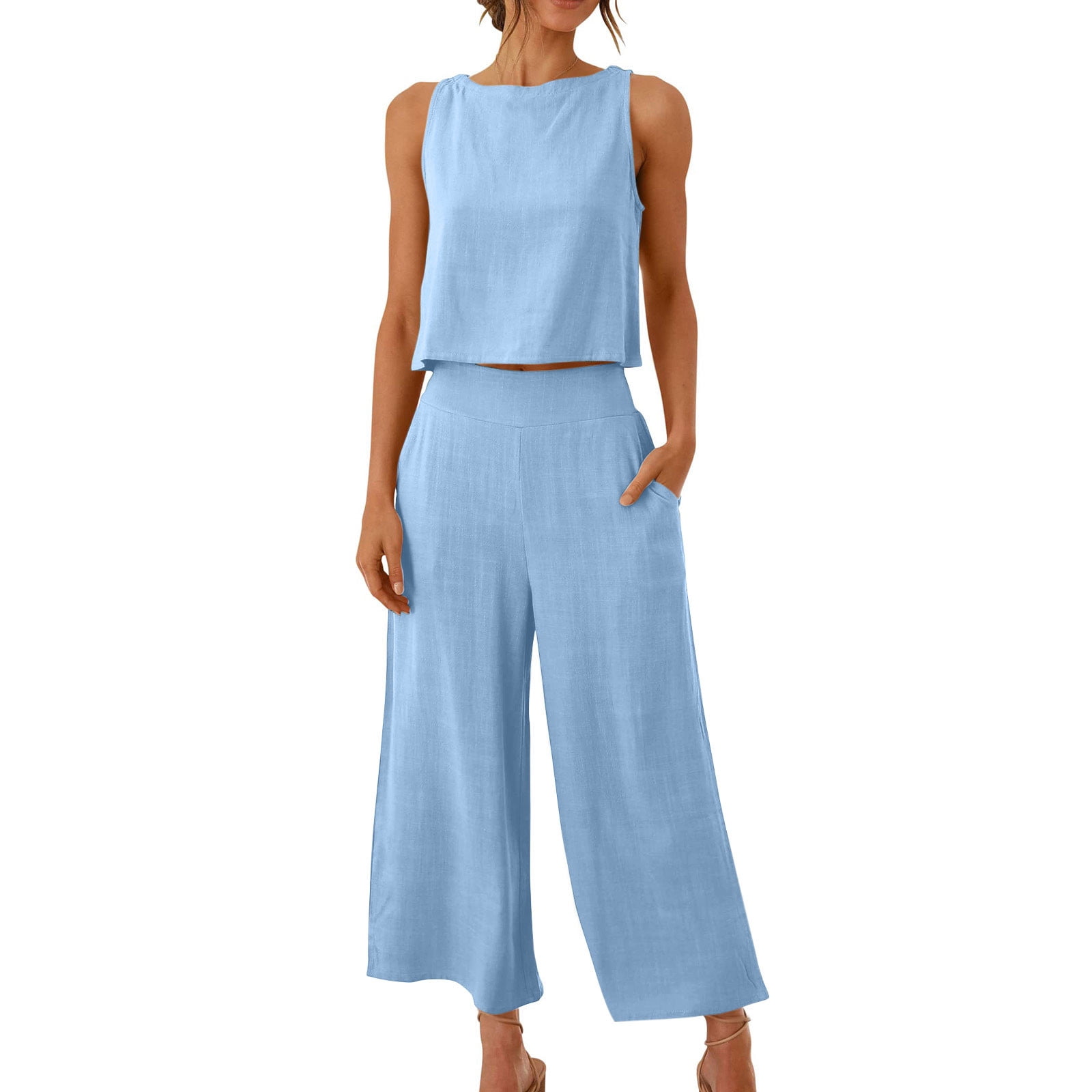 Sexy Summer Loose Women's Zebra Stripe Wide-Leg 2pcs set