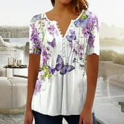Linen Shirts for Women Plus Size V Neck Blouses Loose Fit Short Sleeve Tops Fashion Summer Shirts Elegant Dressy Casual Blouses Today ofertas En , XL Mothers Day