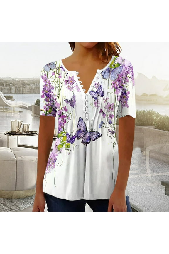 Linen Shirts for Women Plus Size V Neck Blouses Loose Fit Short Sleeve Tops Fashion Summer Shirts Elegant Dressy Casual Blouses Today ofertas En , L