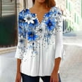 thumbnail image 1 of Xdegoge Liquidaciones De 3/4 Length Sleeve Womens Tops Button Down V Neck T Shirts Floral Summer Tunic Ladies Tops Elegant Dressy Casual Blouses Fashion Vacation Tee Shirts Ropa Mujer, 1 of 4