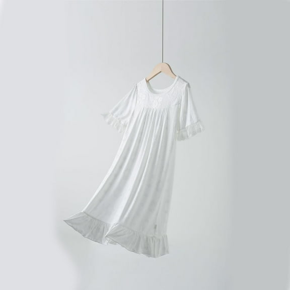 Xdegoge Little Girl Nightgowns Soft Cotton Nightgown Sleepwear Dress Lace Nightgowns Long Sleeve Nightgowns & Sleep Shirts Comfy Home Clothes White 5T Vestidos De Verano Para Niña
