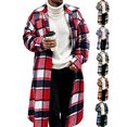 thumbnail image 1 of Xdegoge Long Plaid Coat Mens Casual Button Down Shacket Jacket Winter Warm Trench Coat Relaxed Fit Flannel Overcoat Outerwear for Fall Cold Weather Daily Use, 1 of 7