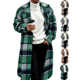 thumbnail image 1 of Xdegoge Long Plaid Coat Mens Casual Button Down Shacket Jacket Winter Warm Trench Coat Relaxed Fit Flannel Overcoat Outerwear for Fall Cold Weather Daily Use, 1 of 7