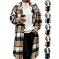 thumbnail image 1 of Xdegoge Long Plaid Coat Mens Casual Button Down Shacket Jacket Winter Warm Trench Coat Relaxed Fit Flannel Overcoat Outerwear for Fall Cold Weather Daily Use, 1 of 7